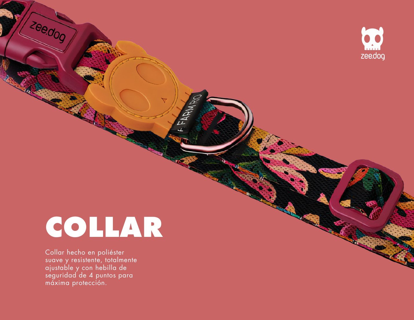 Collar Zee.Dog Farm Rio con estampado multicolor y hebilla de seguridad
